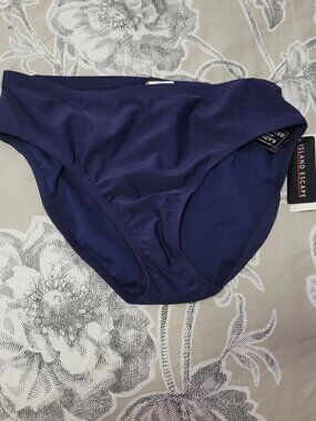 Island Escape Navy Blue High Rise Swim Bottom Size 10 NWT